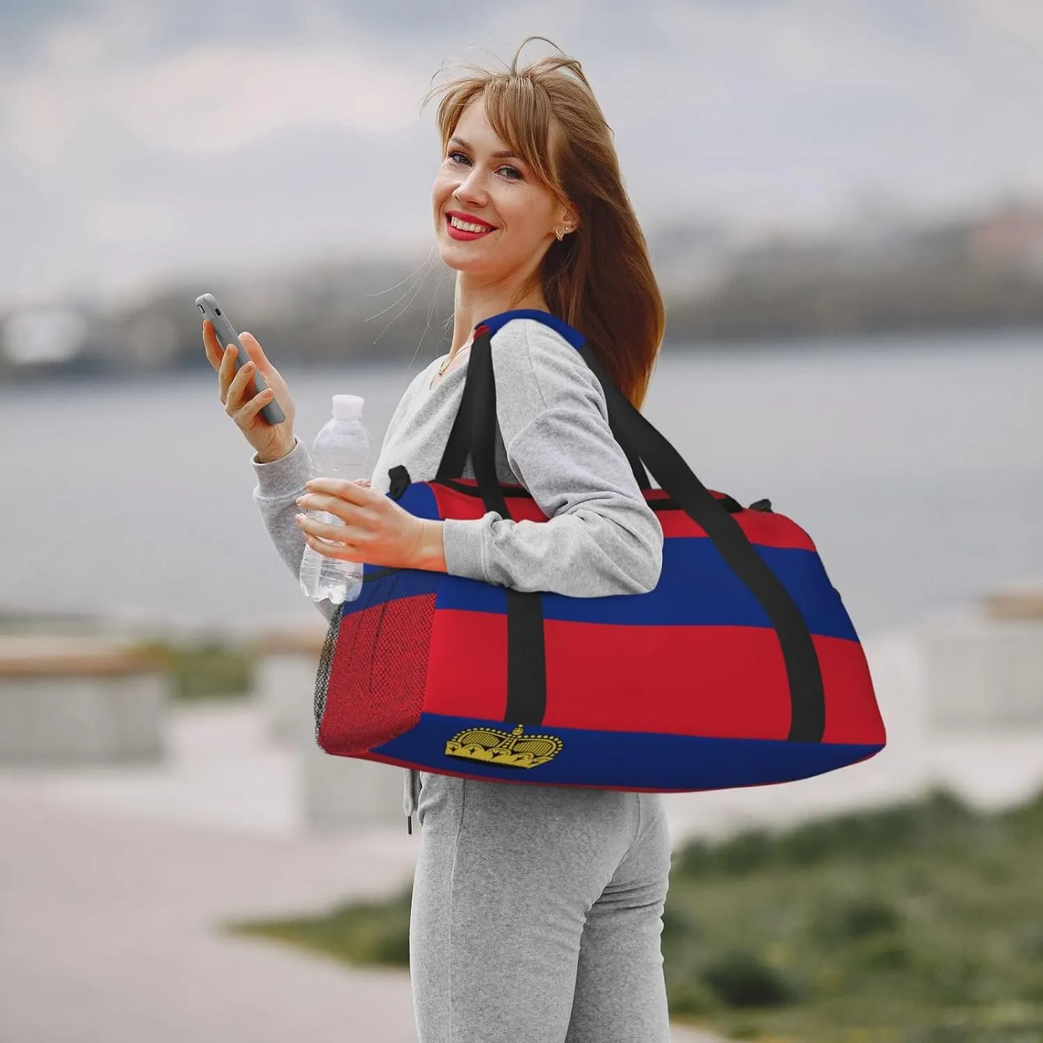 Flag Of Liechtenstein Travel Duffel Bag Large Foldable Waterproof Overnight Bag For Beach Swim Bags Pool Sports Gym