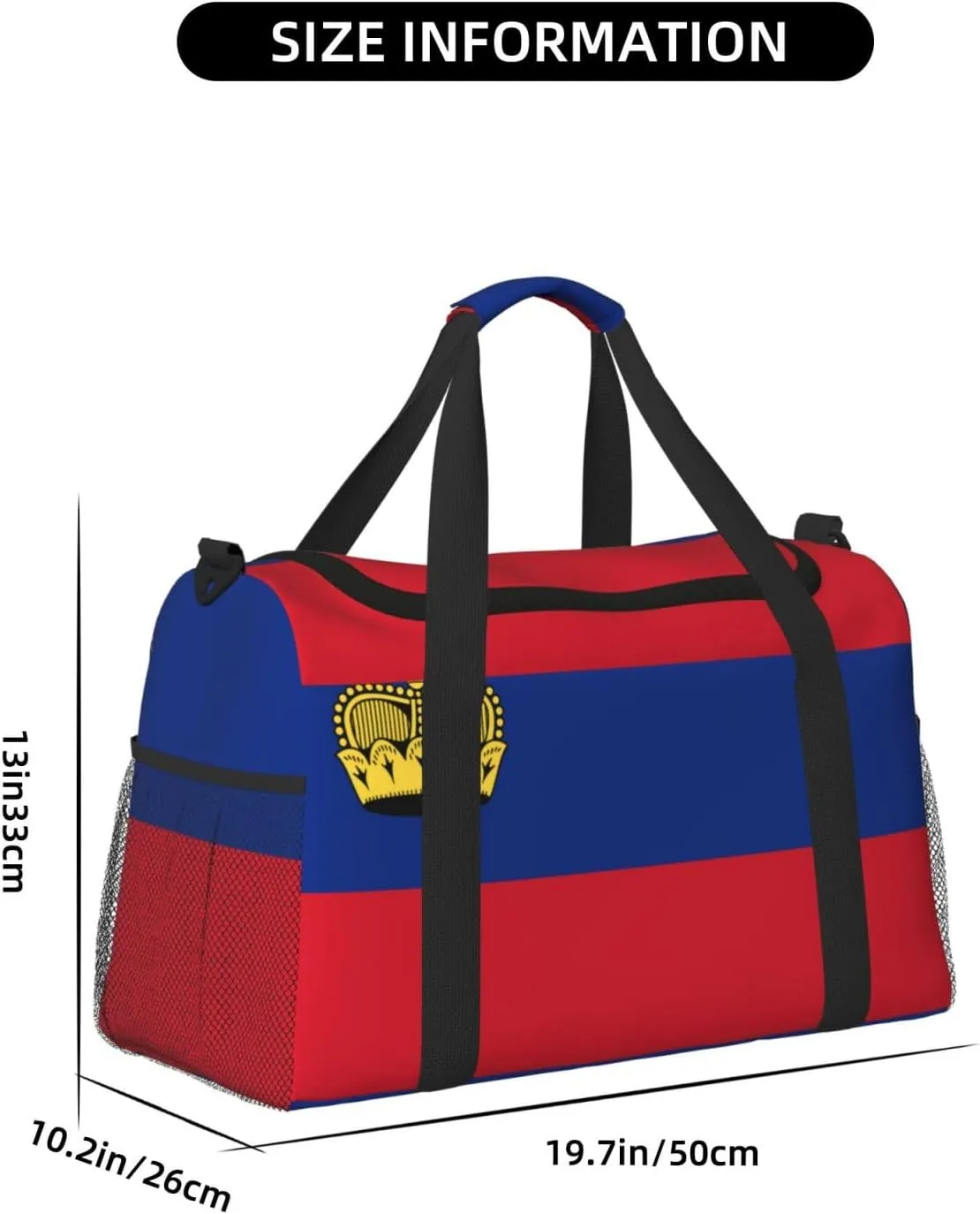 Flag Of Liechtenstein Travel Duffel Bag Large Foldable Waterproof Overnight Bag For Beach Swim Bags Pool Sports Gym