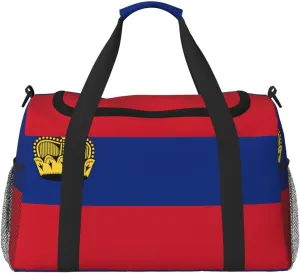 Flag Of Liechtenstein Travel Duffel Bag Large Foldable Waterproof Overnight Bag For Beach Swim Bags Pool Sports Gym