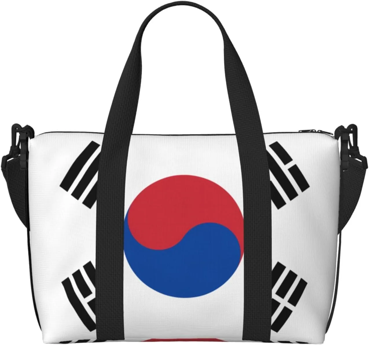 Flag of Republic of Korea Hand-held messenger travel bag, suitable for work, travel, fitness, tourism, women's casual handbag with zipper,