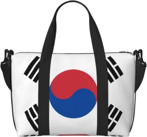Flag of Republic of Korea Hand-held messenger travel bag, suitable for work, travel, fitness, tourism, women's casual handbag with zipper,