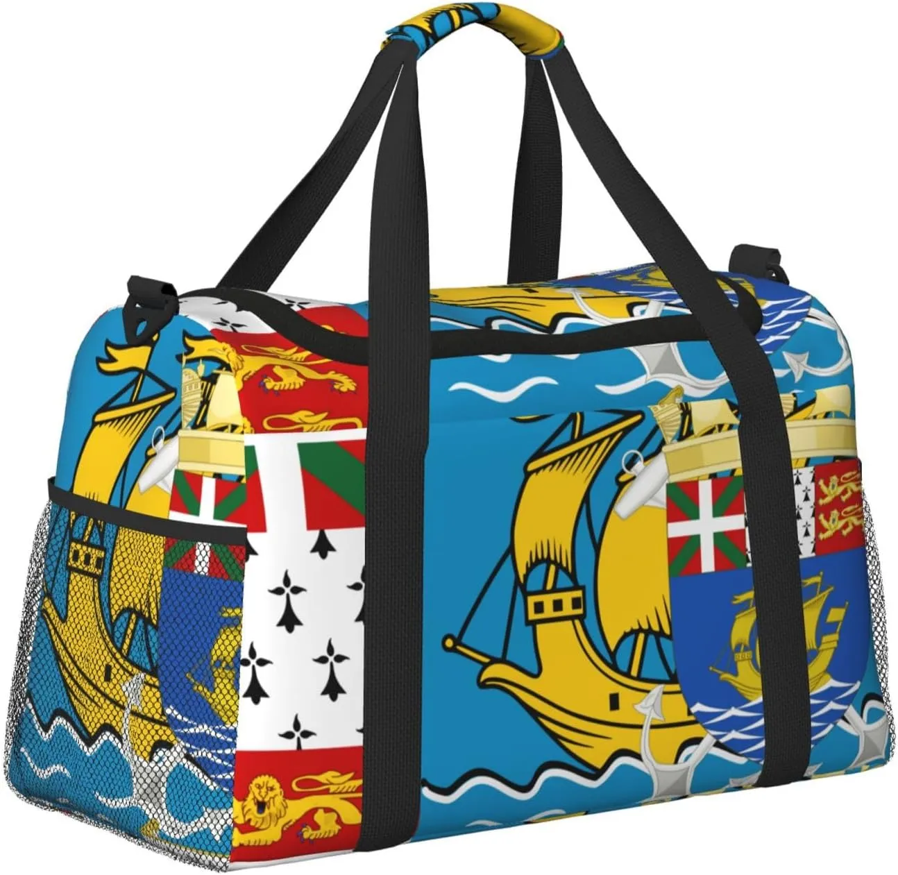 Flag Of Saint Pierre Miquelon Travel Duffel Bag Large Foldable Waterproof Overnight Bag For Beach Swim Bags Pool Sports Gym
