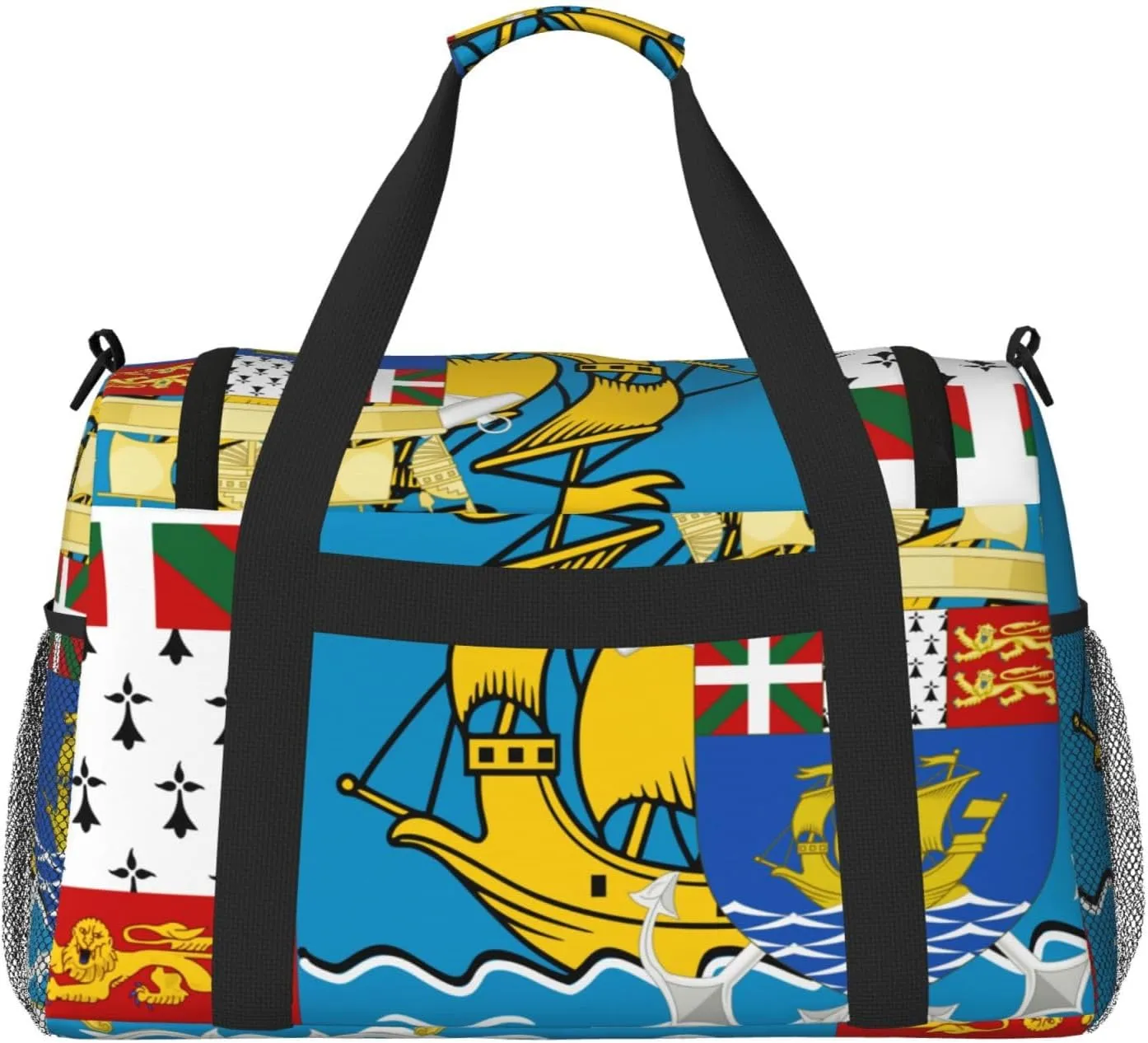 Flag Of Saint Pierre Miquelon Travel Duffel Bag Large Foldable Waterproof Overnight Bag For Beach Swim Bags Pool Sports Gym
