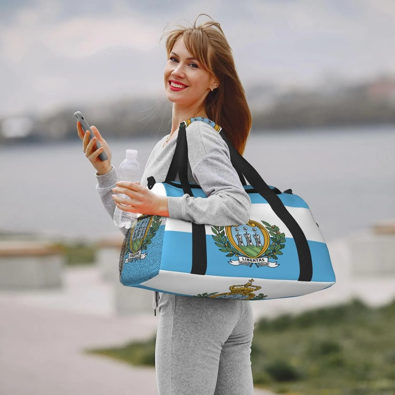 Flag Of San Marino Travel Duffel Bag Large Foldable Waterproof Overnight Bag For Beach Swim Bags Pool Sports Gym