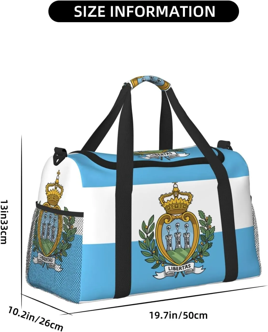 Flag Of San Marino Travel Duffel Bag Large Foldable Waterproof Overnight Bag For Beach Swim Bags Pool Sports Gym