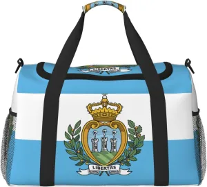 Flag Of San Marino Travel Duffel Bag Large Foldable Waterproof Overnight Bag For Beach Swim Bags Pool Sports Gym