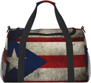 Flag Puerto Rico Travel Duffel Bag Large Foldable Waterproof Overnight Bag For Beach Swim Bags Pool Sports Gym