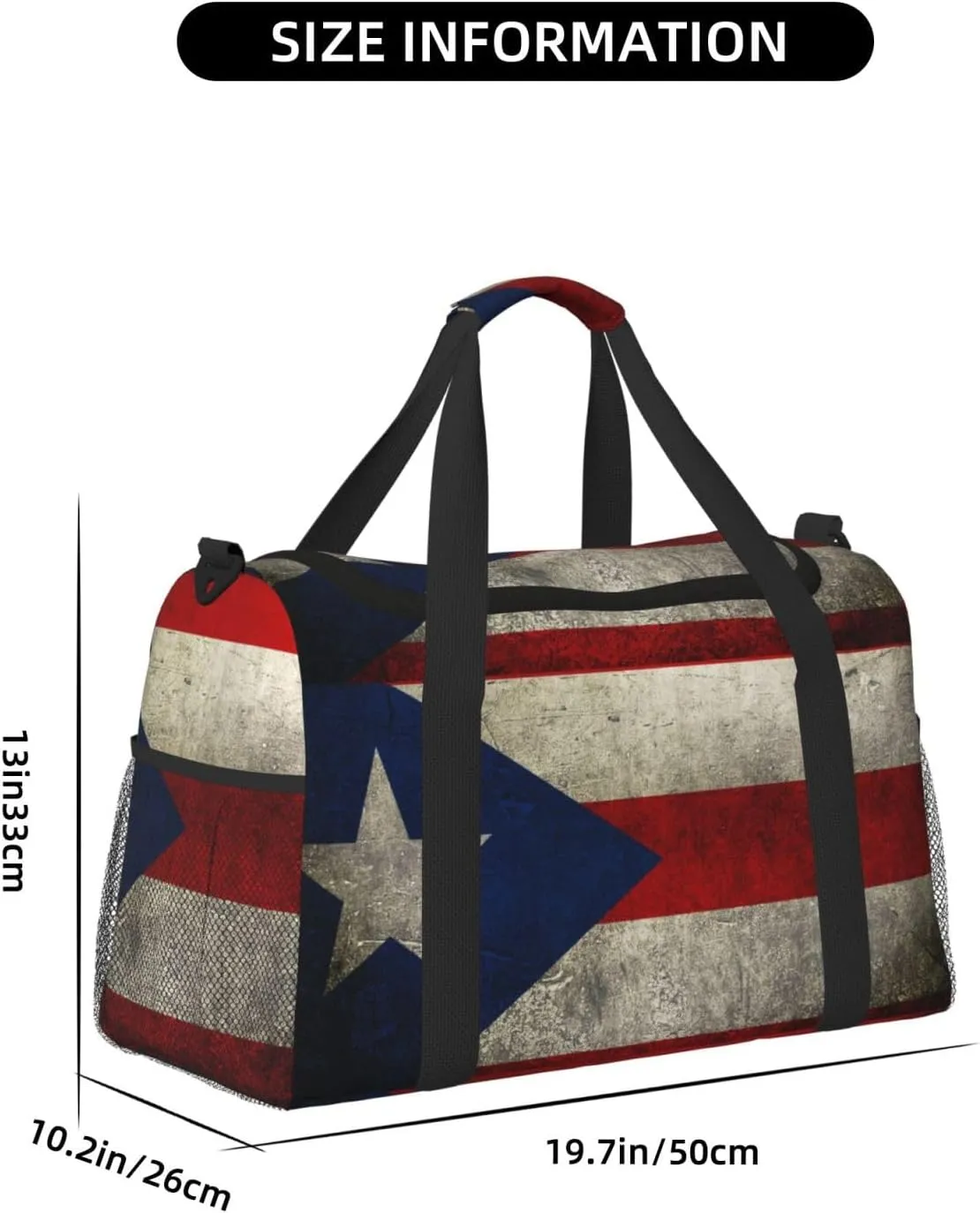 Flag Puerto Rico Travel Duffel Bag Large Foldable Waterproof Overnight Bag For Beach Swim Bags Pool Sports Gym