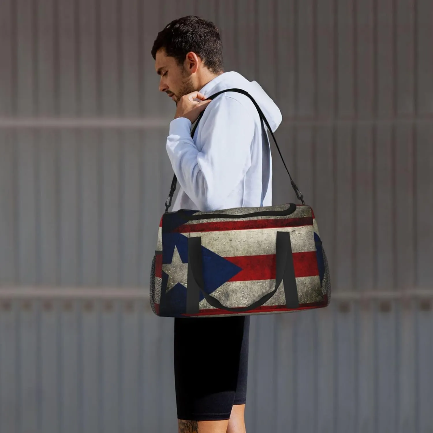 Flag Puerto Rico Travel Duffel Bag Large Foldable Waterproof Overnight Bag For Beach Swim Bags Pool Sports Gym
