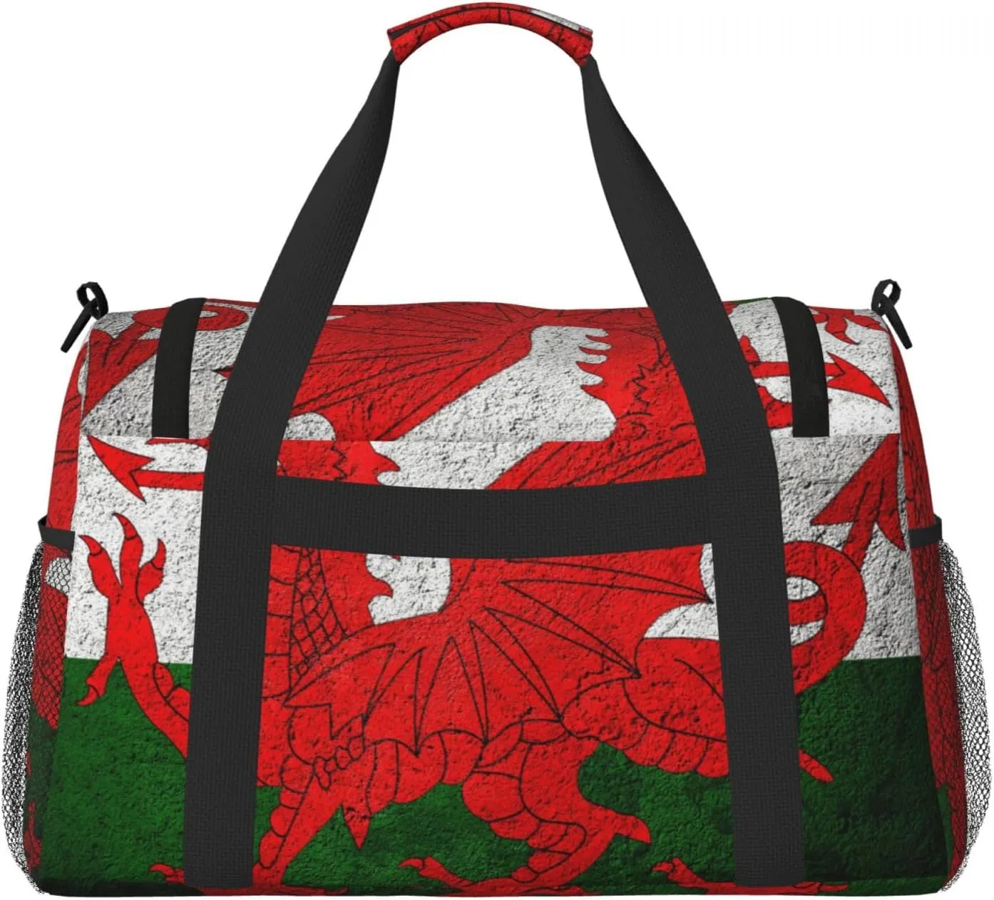 Flag Wales Stone Background Travel Duffel Bag Large Foldable Waterproof Overnight Bag For Beach Swim Bags Pool Sports Gym