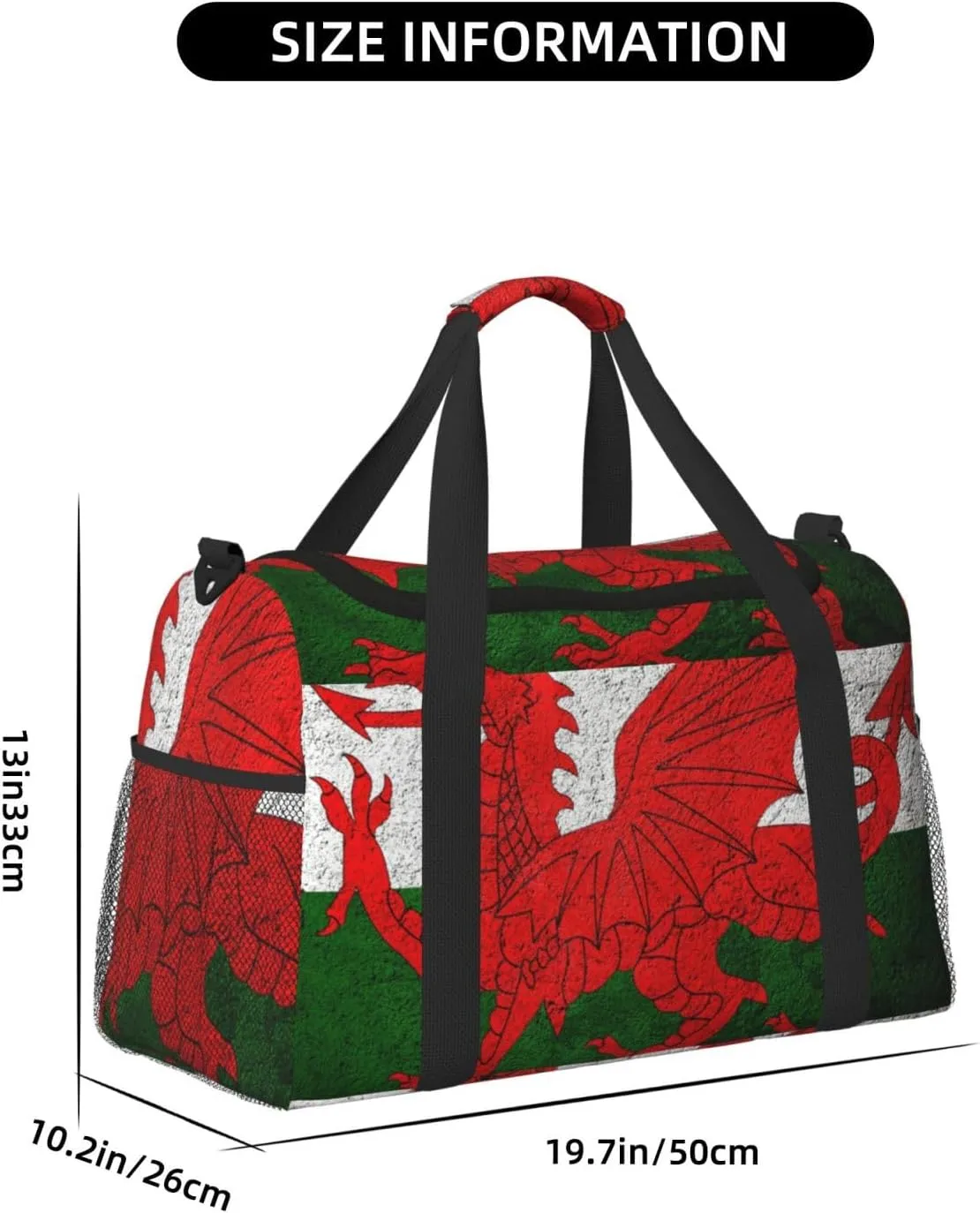 Flag Wales Stone Background Travel Duffel Bag Large Foldable Waterproof Overnight Bag For Beach Swim Bags Pool Sports Gym