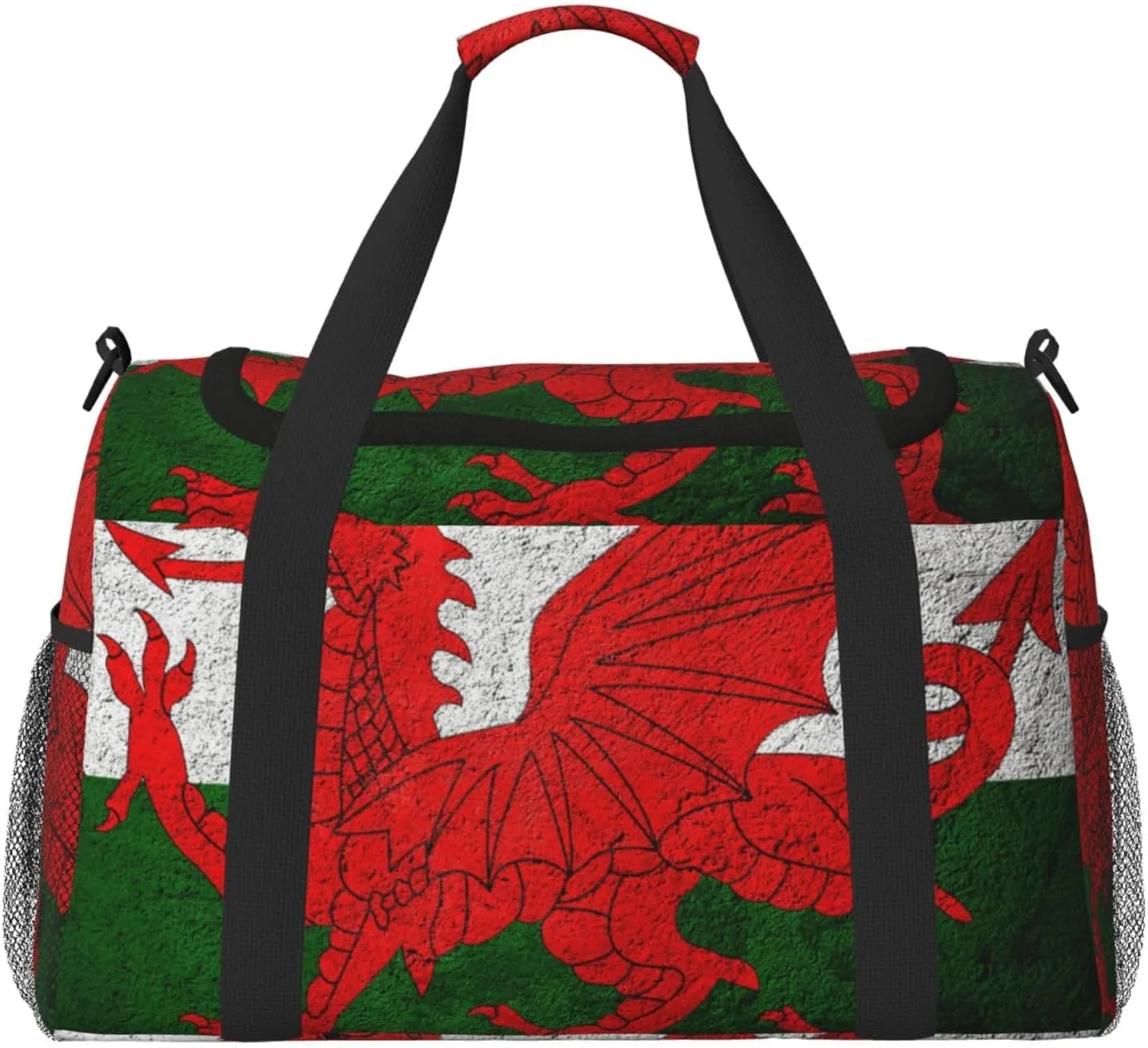 Flag Wales Stone Background Travel Duffel Bag Large Foldable Waterproof Overnight Bag For Beach Swim Bags Pool Sports Gym