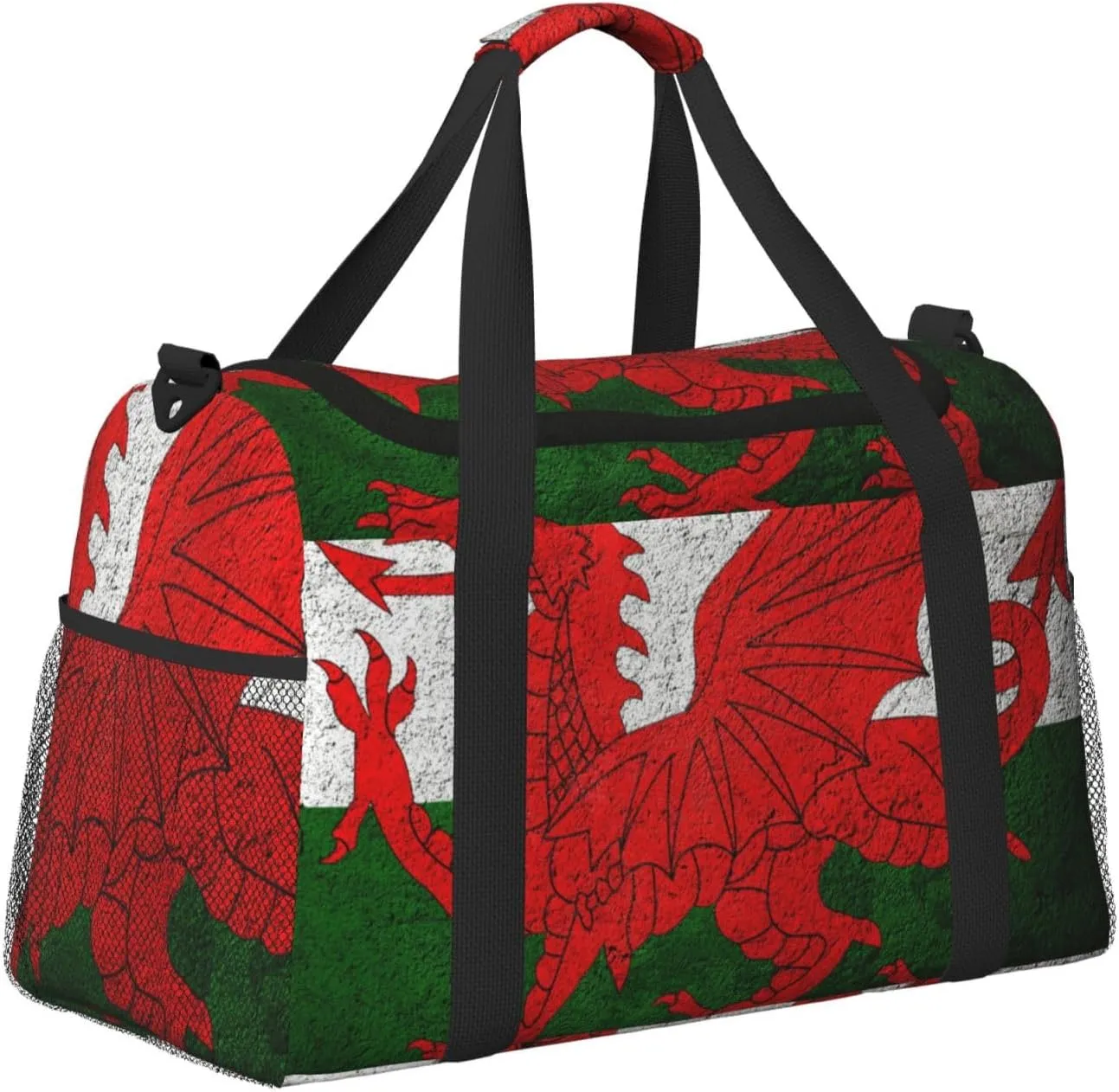 Flag Wales Stone Background Travel Duffel Bag Large Foldable Waterproof Overnight Bag For Beach Swim Bags Pool Sports Gym