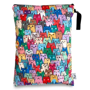 FLOCK THREE Washable and Reusable Wet Dry Bag Diaper Bag Water Resistant Swimming Bag Travel Toiletries Pouch Yoga Gym Bag Cute Cat 12.6'' x 16.5''
