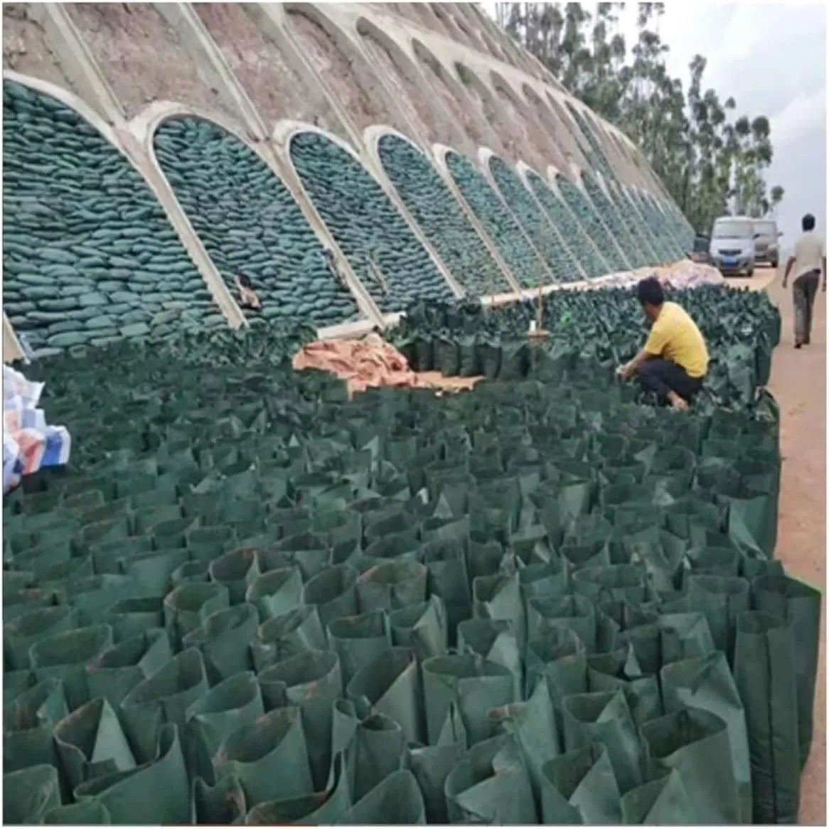 Flood Bags Ecological Bag 100pack Highway Slope Protection PP Material Tear Resistance Green Bag Control Flood River Flood Control