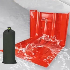 Flood Protection Barrier,ABS L-Type Flood Protection Board Reusable Blocking Water Board for Diversion with 5 Flood Bags(Red 5pcs)