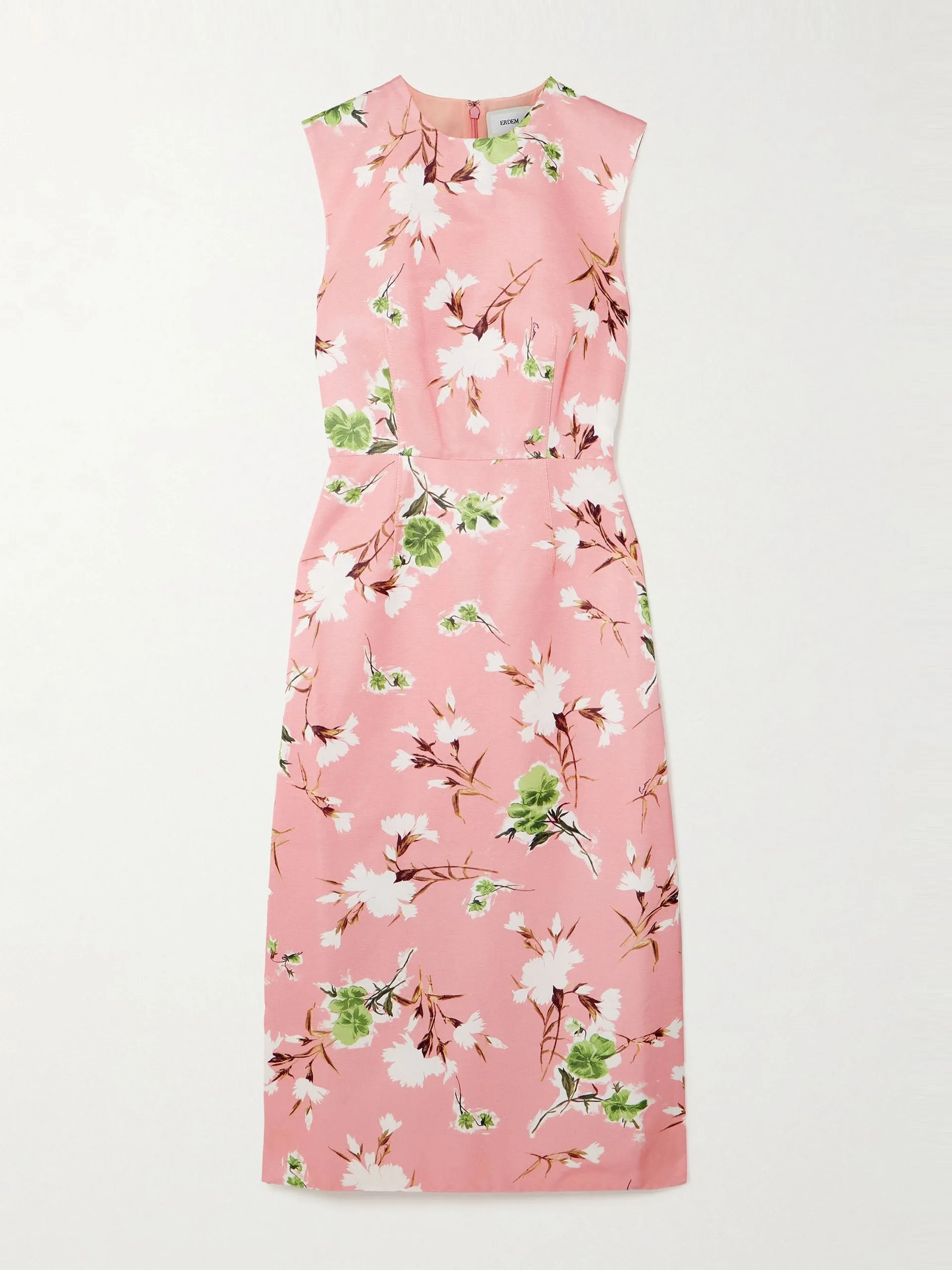 Floral-print cotton-blend faille midi dress