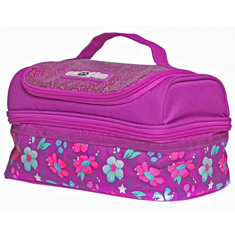 Flowery Babe Lunchbag | Double Decker  | Insulated & Leakproof | Dazzling Colours |  Sparkly Sequined  | Applique badge work | Travel-Friendly