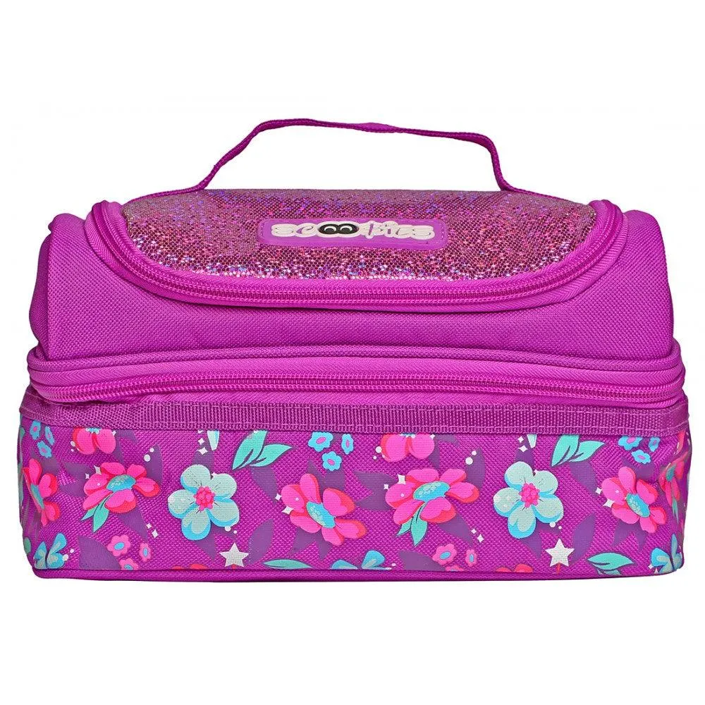 Flowery Babe Lunchbag | Double Decker  | Insulated & Leakproof | Dazzling Colours |  Sparkly Sequined  | Applique badge work | Travel-Friendly
