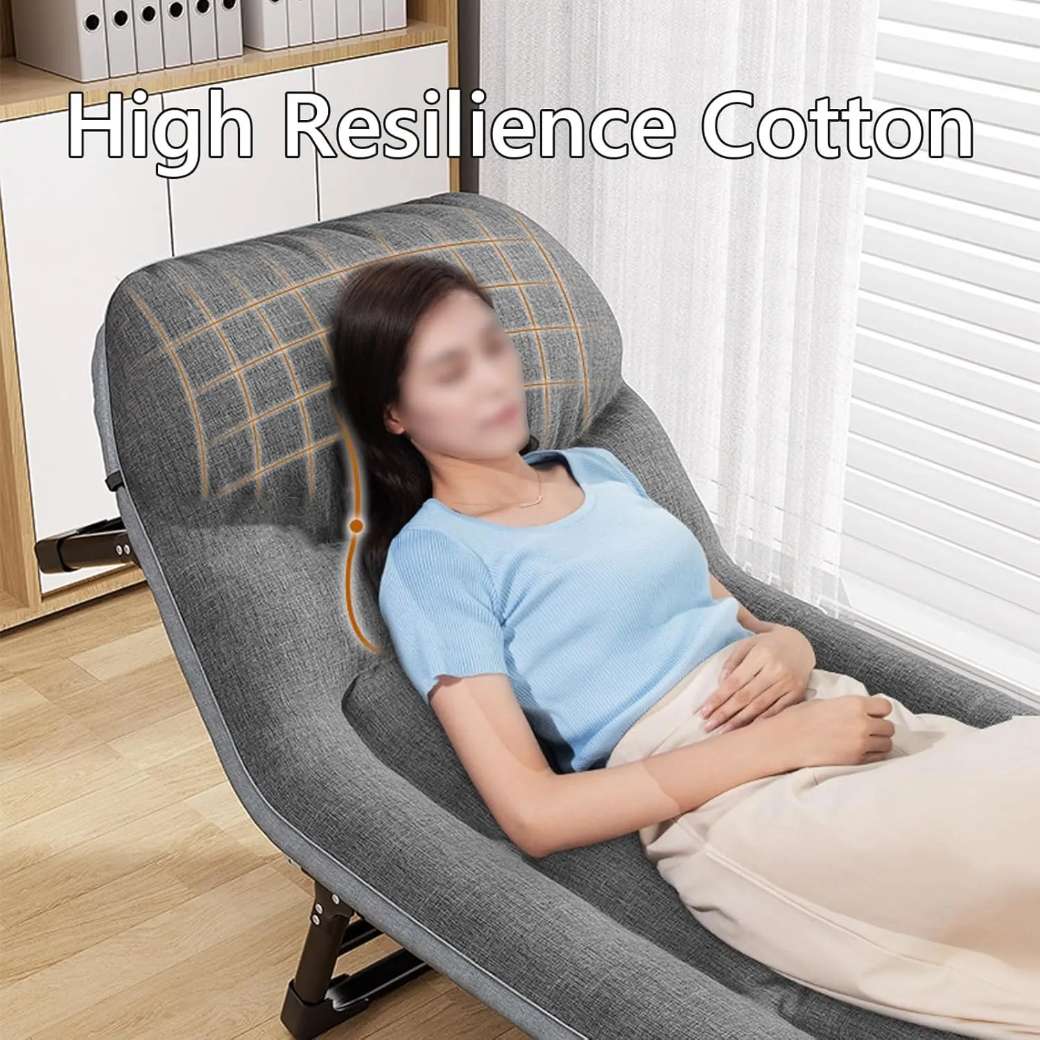 Foldable Bed with Mattress Full Size, Comfortable and Breathable Sturdy Structure High Resilience Cotton, Folding Camping Cot, for Home Office Travel(190 * 66CM)