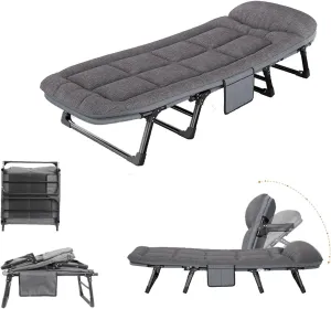 Foldable Bed with Mattress Full Size, Comfortable and Breathable Sturdy Structure High Resilience Cotton, Folding Camping Cot, for Home Office Travel(190 * 66CM)