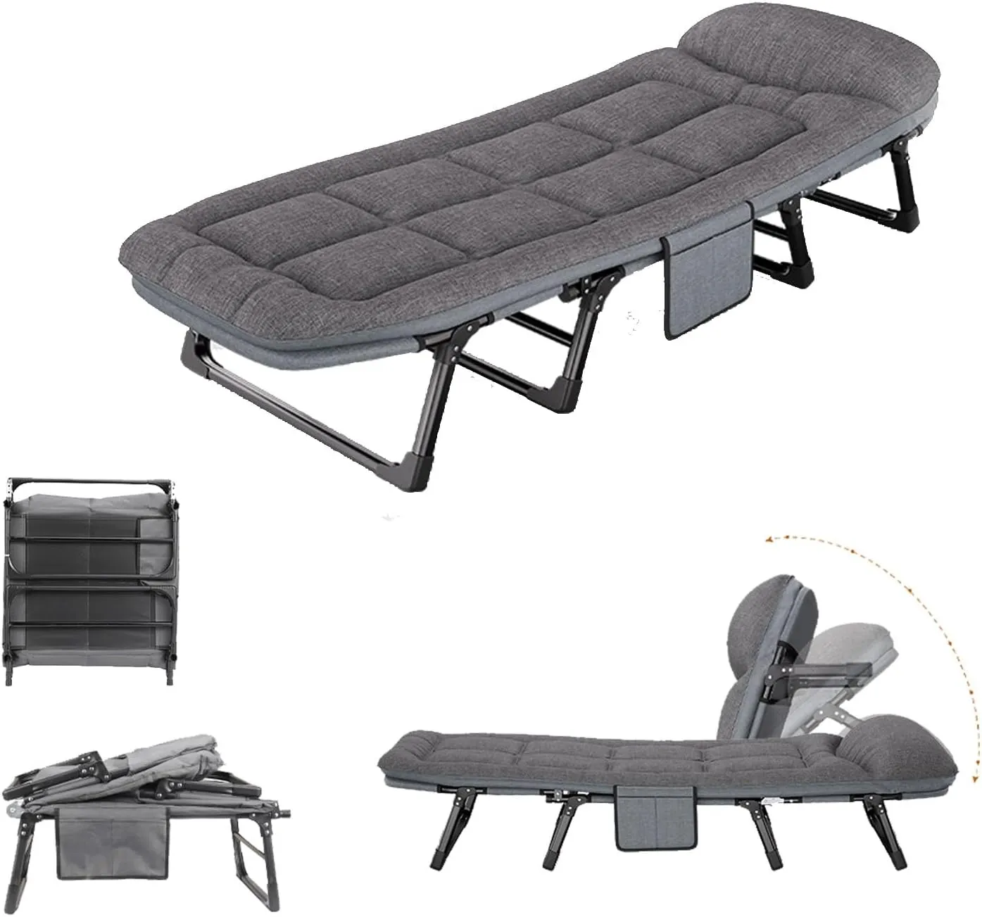 Foldable Bed with Mattress Full Size, Comfortable and Breathable Sturdy Structure High Resilience Cotton, Folding Camping Cot, for Home Office Travel(190 * 66CM)