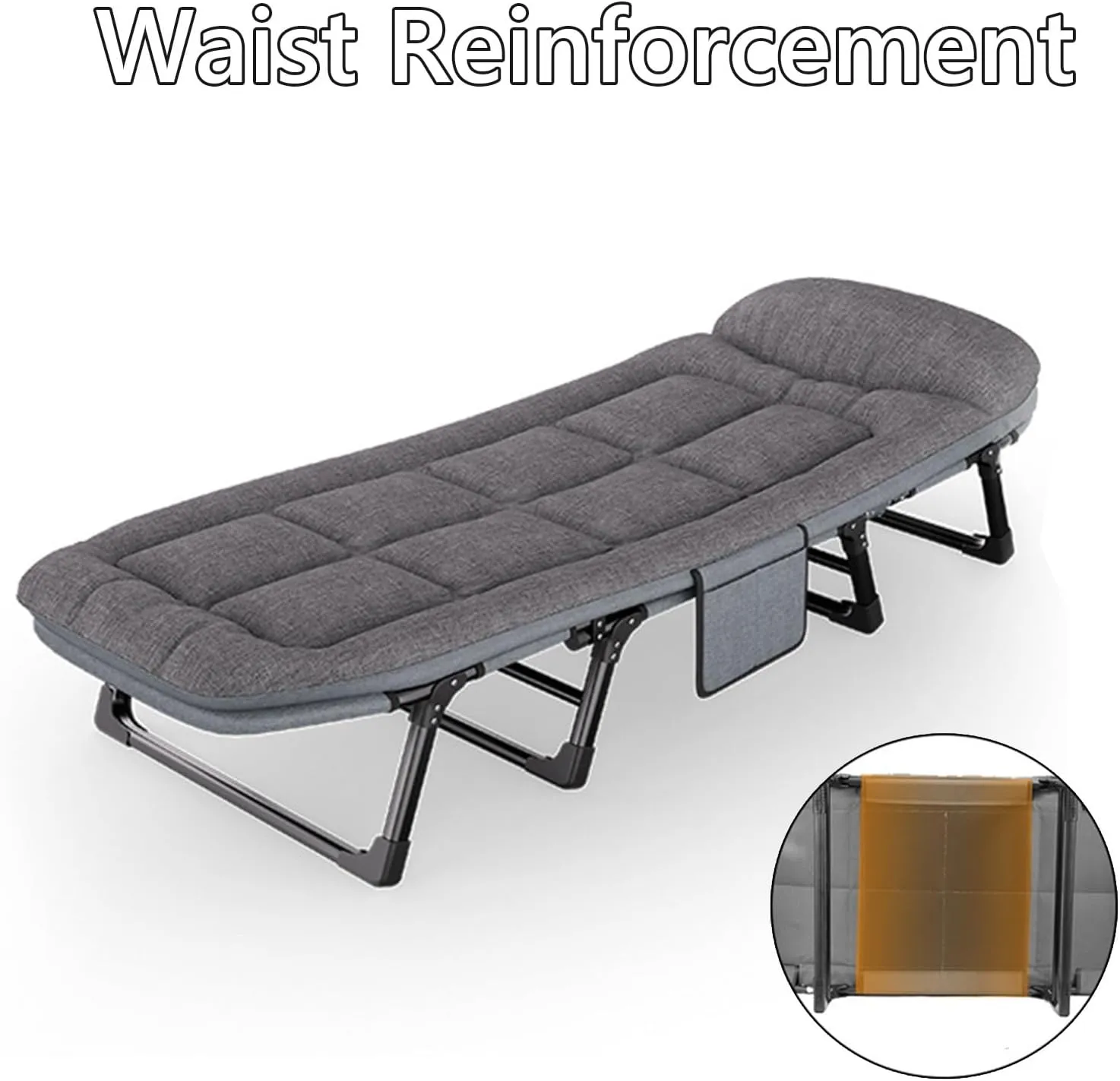 Foldable Bed with Mattress Full Size, Comfortable and Breathable Sturdy Structure High Resilience Cotton, Folding Camping Cot, for Home Office Travel(190 * 66CM)