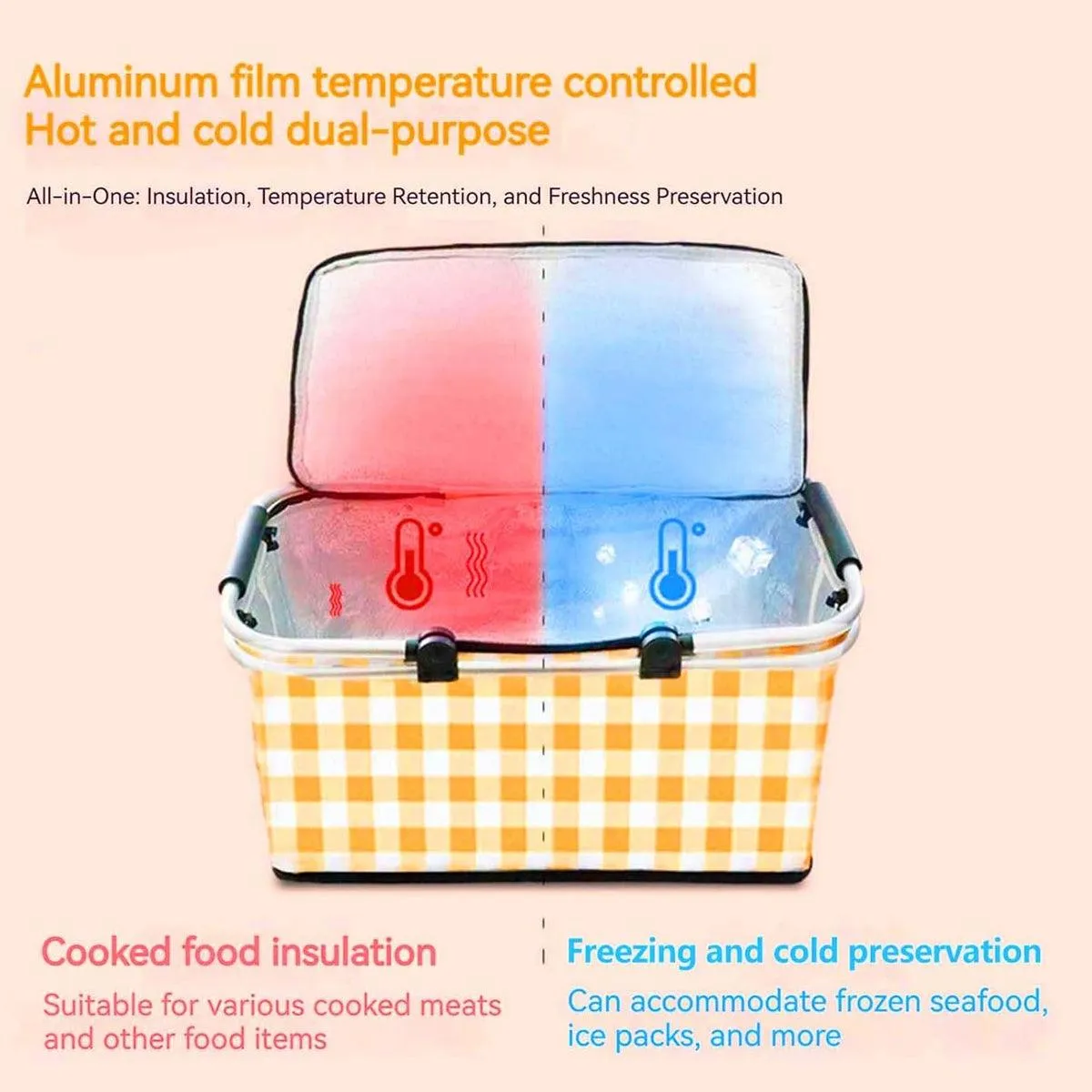 Foldable Picnic Basket Outdoor Camping Carrying Basket Portable Food Storage