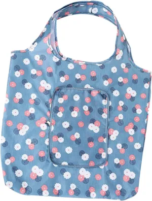 Foldable Reusable Grocery Tote Bag Water Resistant Shopping Pouch for Daily Use Lightweight and Compact Design for Groceries and Lunch Floral Pattern in Lake