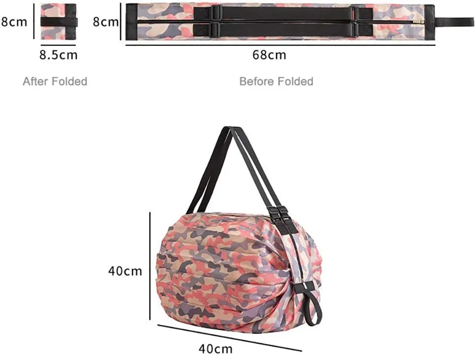 Foldable Water Resistant Tote Bag with Zipper, Large Reusable Grocery Shopping Bags Shoulder Bag for Gym Beach Travel Daily Use (Zebra)