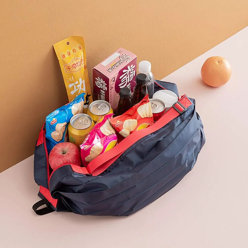 Foldable Water Resistant Tote Bag with Zipper, Large Reusable Grocery Shopping Bags Shoulder Bag for Gym Beach Travel Daily Use (Zebra)
