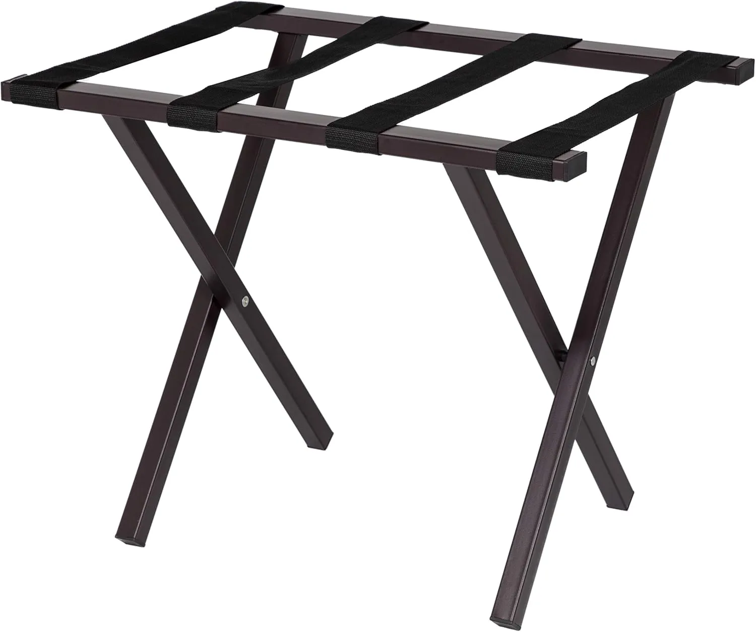 Folding Luggage Rack - Square Tube - Suitcase Stand Foldable for Guest Bedroom, Hotel - Storage for Bag, Backpack - For House - Condo - Tight Spaces - Wood Finish (Brown)
