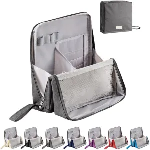 FOLENZU Relevanton Standing Makeup Bag, Standing Makeup Bag Portable, Portable Large Capacity, Large Capacity Waterproof Multifunctional Make Up Bags, With Compartments (Gray)