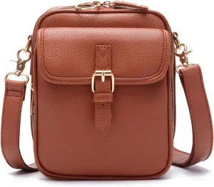 Forcipower Crossbody Bag for Women Vintage Leather Anti Theft Shoulder Messenger Bag with Card Slots Adjustable Strap