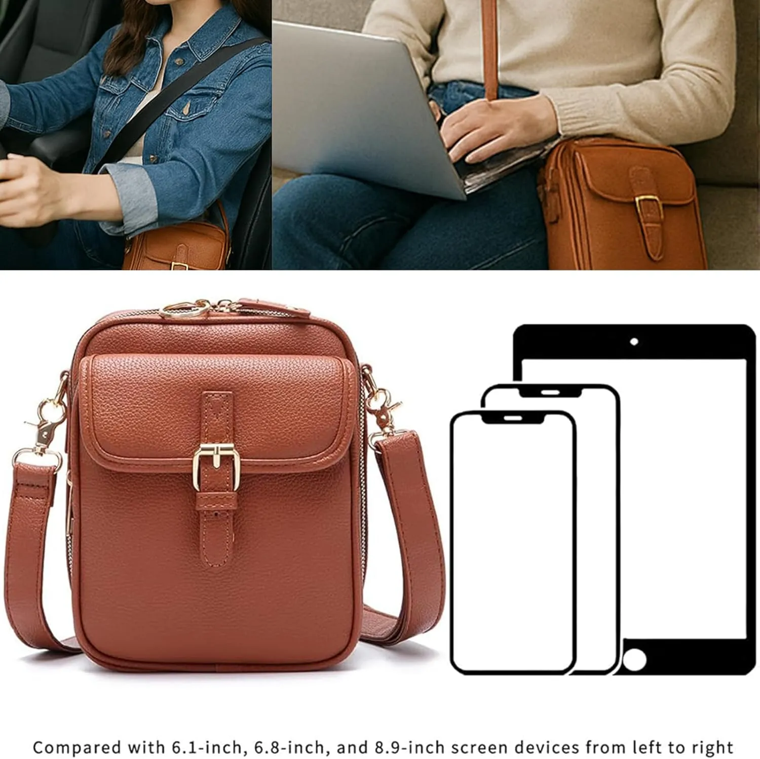 Forcipower Crossbody Bag,2025 New Upgraded Urvashi Crossbody Leather Bag,with Built in Wallet,Vintage Anti-Theft