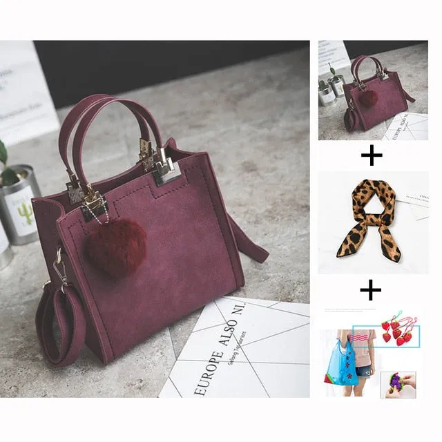 Free shipping women leather handbags women shoulder bag messenger handbag Scrub bag Classy designer bags Hairball luxury women WANGKA bag High-grade