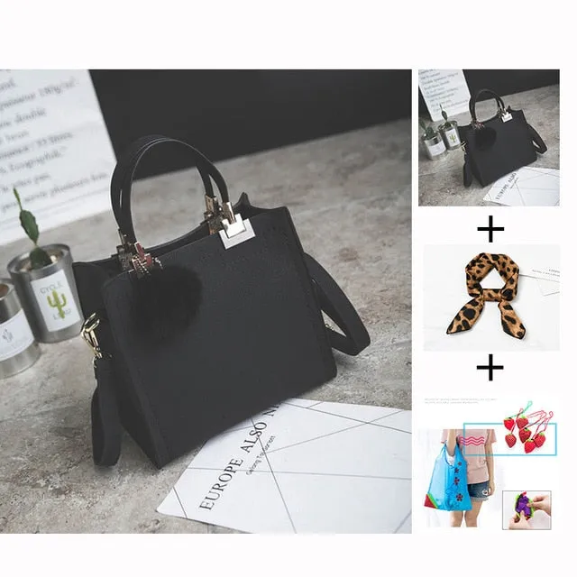 Free shipping women leather handbags women shoulder bag messenger handbag Scrub bag Classy designer bags Hairball luxury women WANGKA bag High-grade