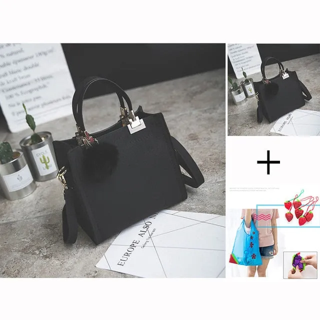 Free shipping women leather handbags women shoulder bag messenger handbag Scrub bag Classy designer bags Hairball luxury women WANGKA bag High-grade