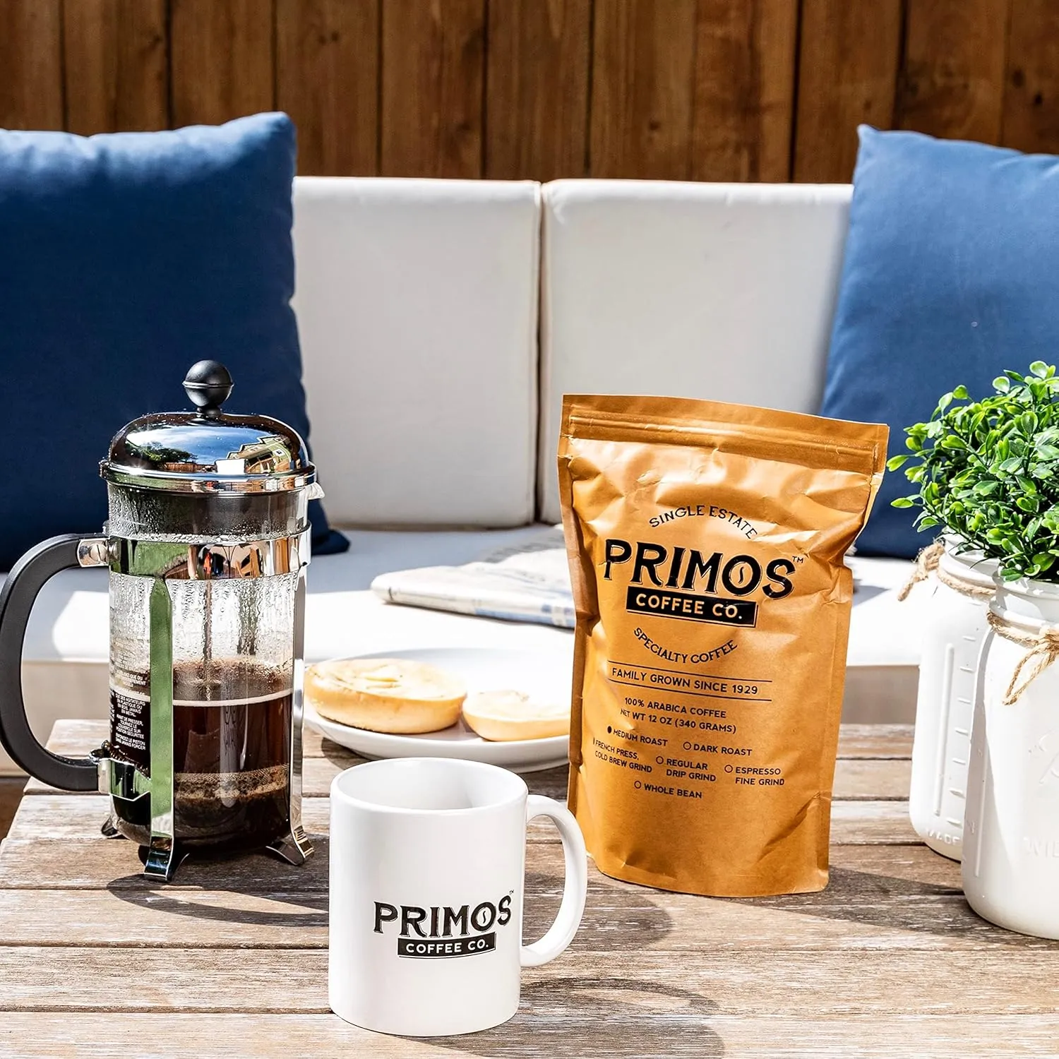 French Press Specialty Coffee, Coarse Ground, Primos Coffee Co (Medium Roast, 2 Bags)