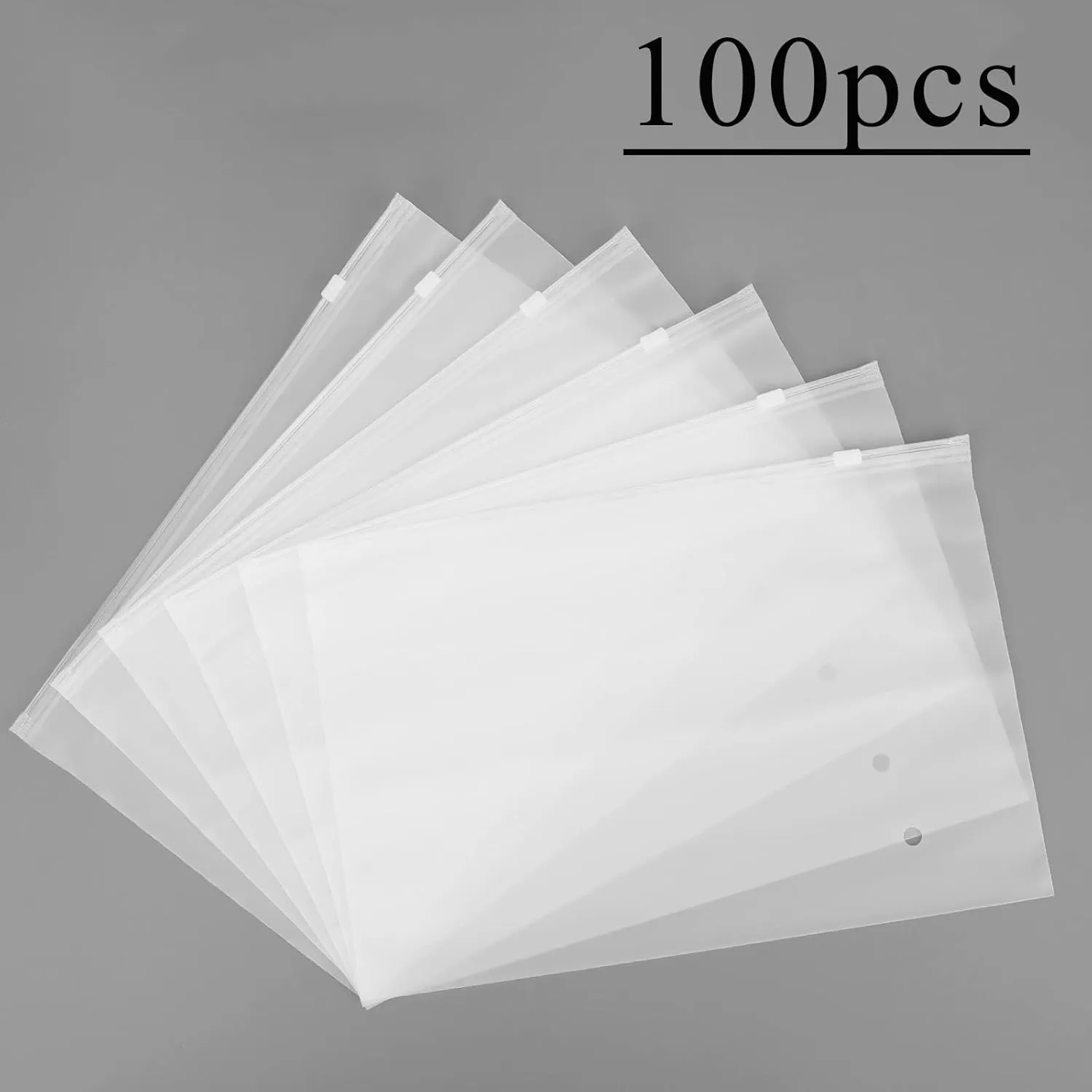 Frosted Zipper Poly Bags, 100Pcs 7.87x5.51 inch Reclosable Plastic Bags Ziplock, with Slider Closure for Packaging Mailing Selling Shipping Socks Underpants Ties, 3 Mil with Air Holes