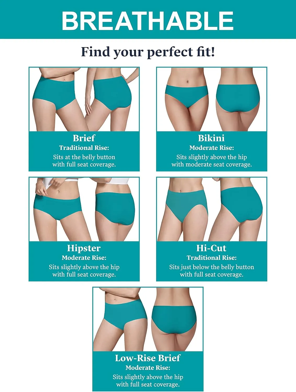 Fruit of the Loom Women's Breathable Underwear, Moisture Wicking Keeps You Cool & Comfortable, Available in Plus Size
