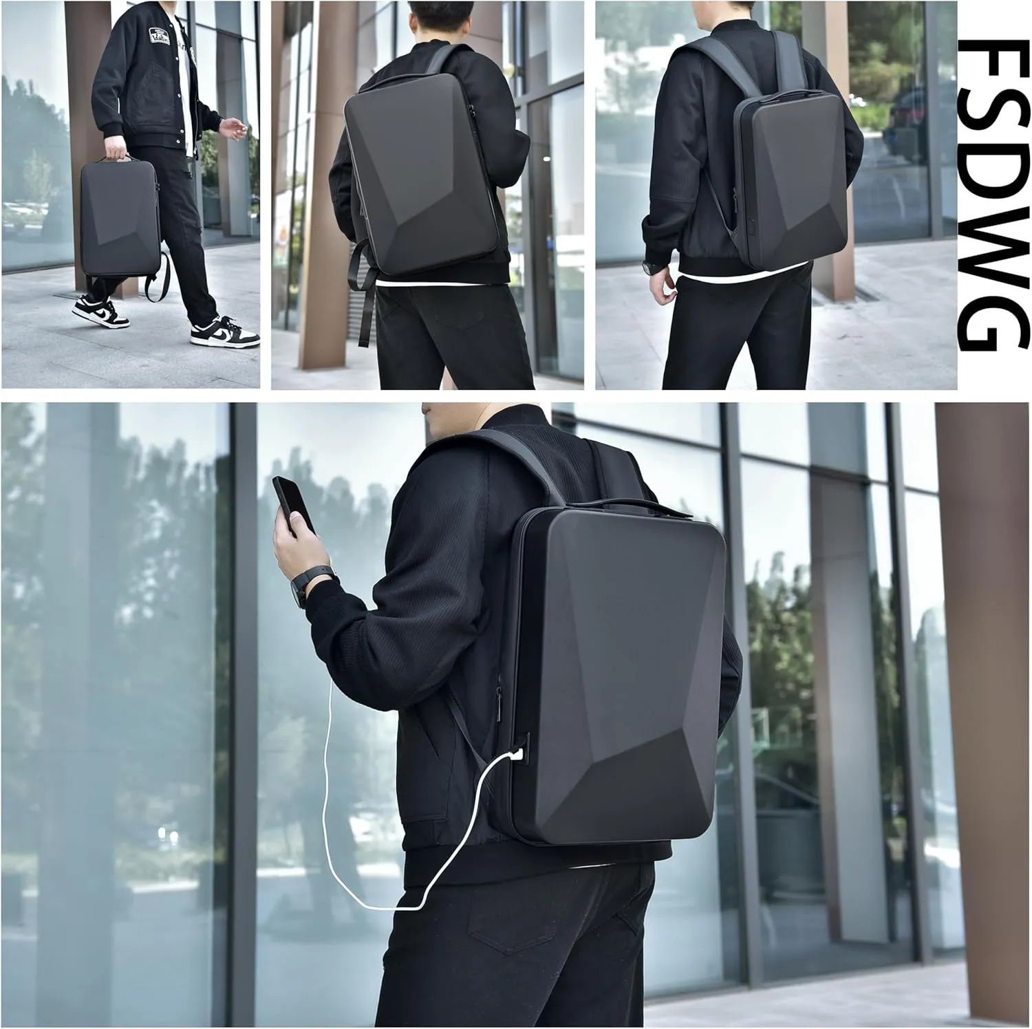FSDWG Business Smart Backpack Waterproof fit 15.6 Inch Laptop Backpack with USB Charging Port Travel Durable Backpack Black