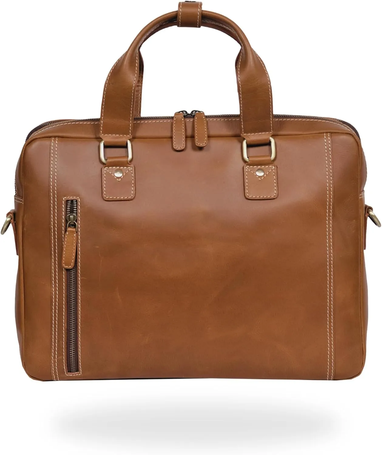 Full Grain Handmade Leather Briefcase for Men and Women – Twin-Compartment 15.6 in Laptop Satchel Messenger Bag