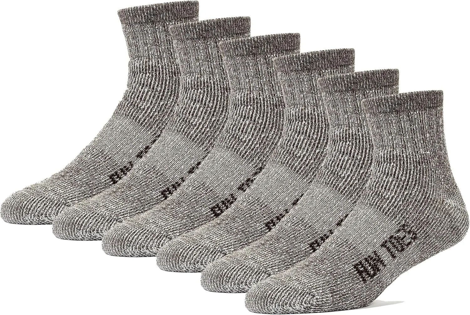 FUN TOES Merino Wool Ankle Hiking Socks For Men and Women - Arch Support and Cushioning - 6 Pairs