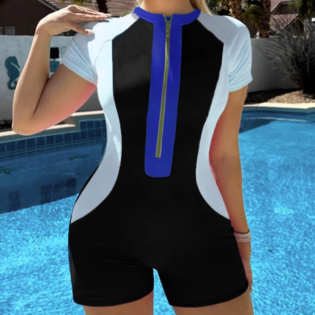 FYMNSI One Piece Bathing Suit Tummy Control Swimsuits Long Sleeve Zip Front Rash Guard Monokini Swimwear Surfing Swim Suit