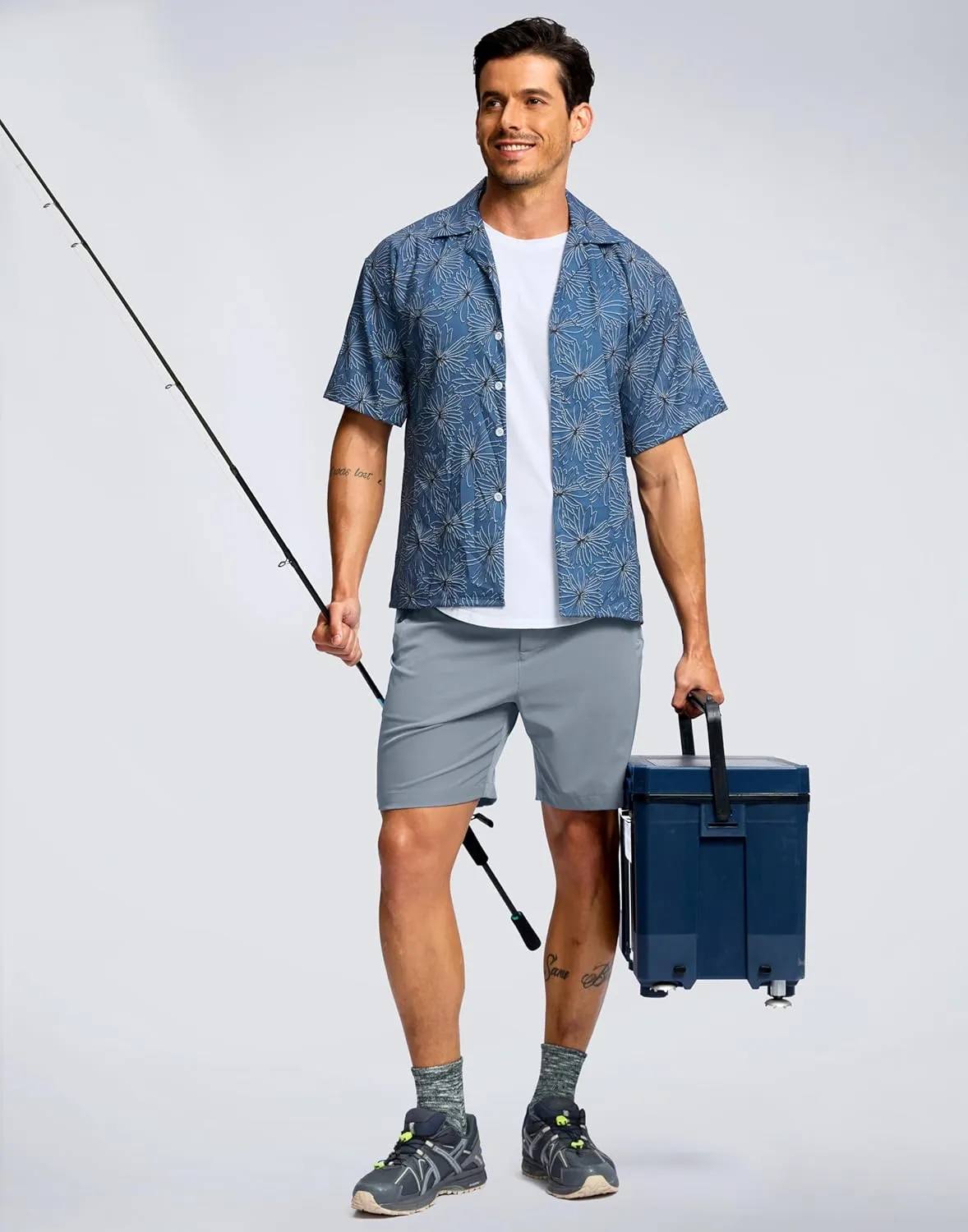 G Gradual Men's Hiking Shorts 7" Lightewight Casual Shorts for Men Quick Dry Stretch Golf Shorts with 3 Zipper Pockets Summer
