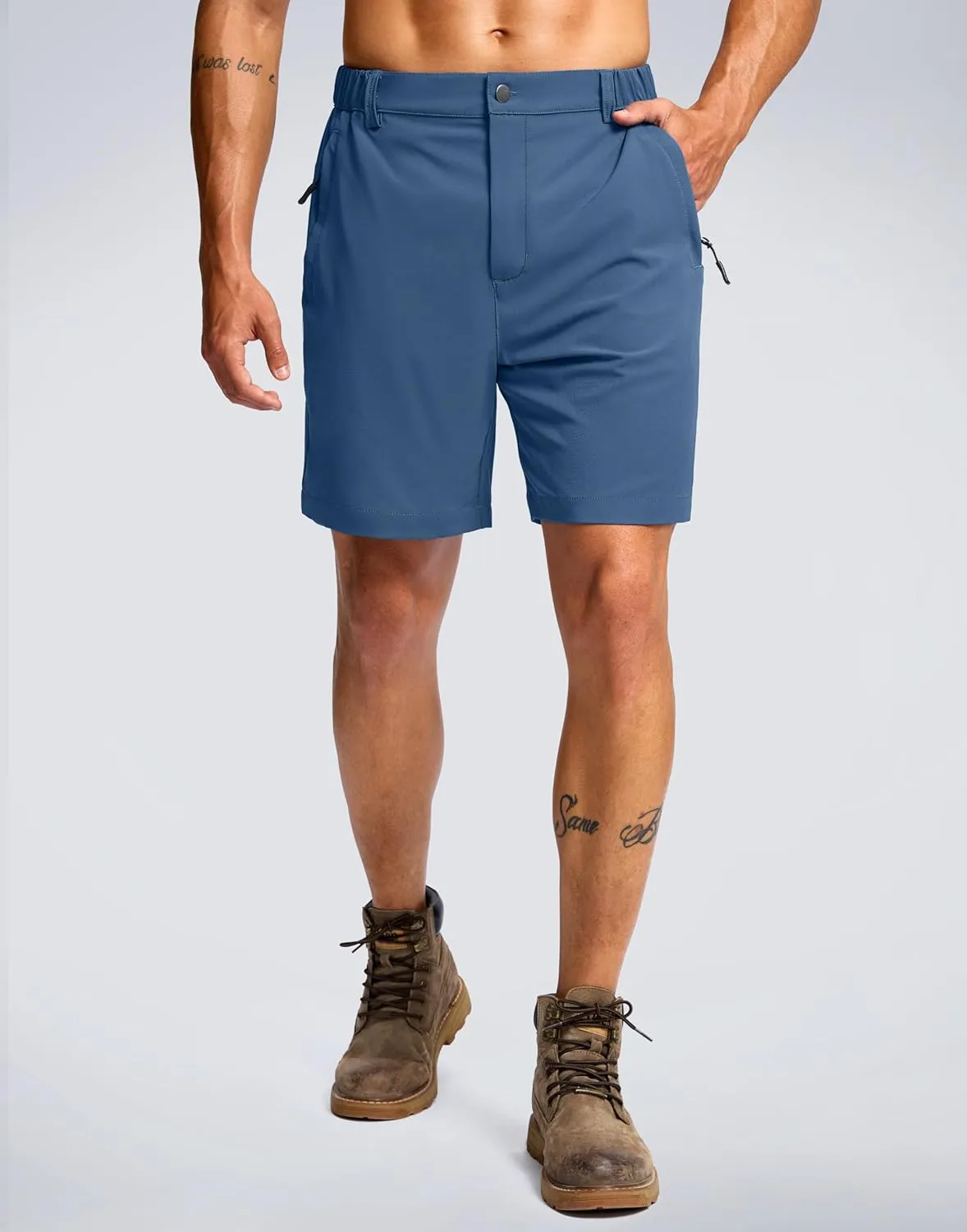 G Gradual Men's Hiking Shorts 7" Lightewight Casual Shorts for Men Quick Dry Stretch Golf Shorts with 3 Zipper Pockets Summer