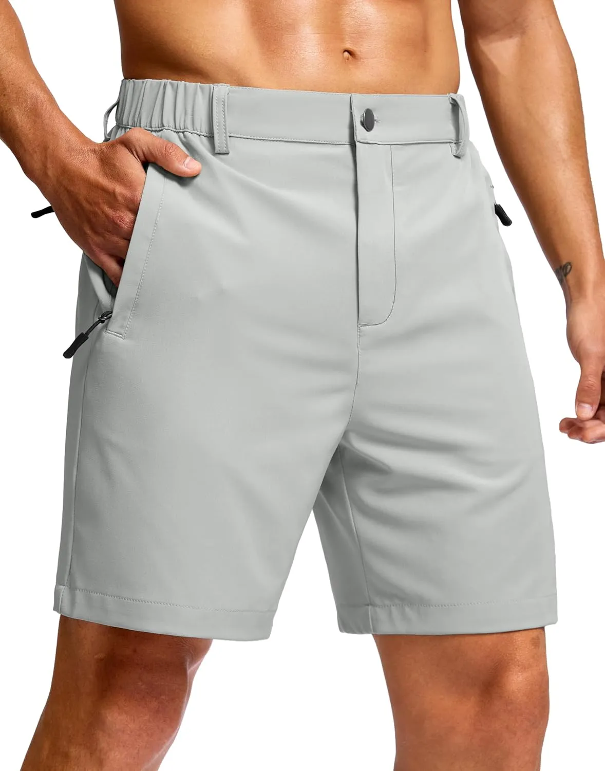 G Gradual Men's Hiking Shorts 7" Lightewight Casual Shorts for Men Quick Dry Stretch Golf Shorts with 3 Zipper Pockets Summer