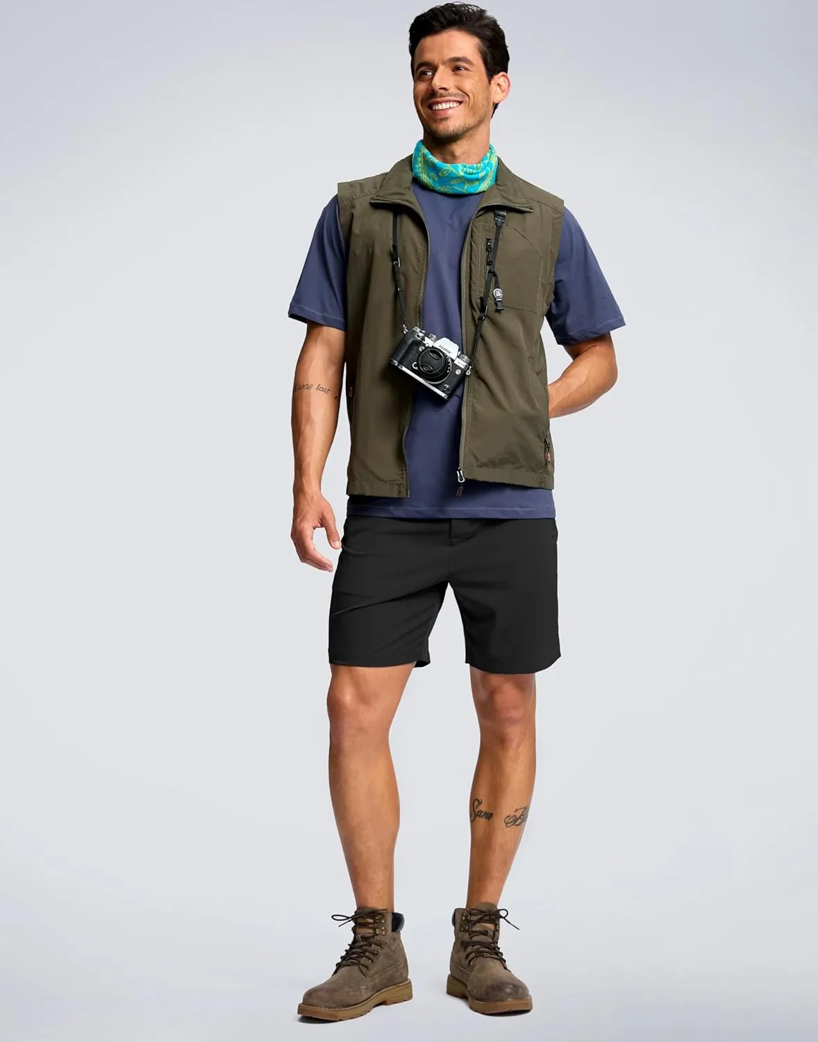 G Gradual Men's Hiking Shorts 7" Lightewight Casual Shorts for Men Quick Dry Stretch Golf Shorts with 3 Zipper Pockets Summer