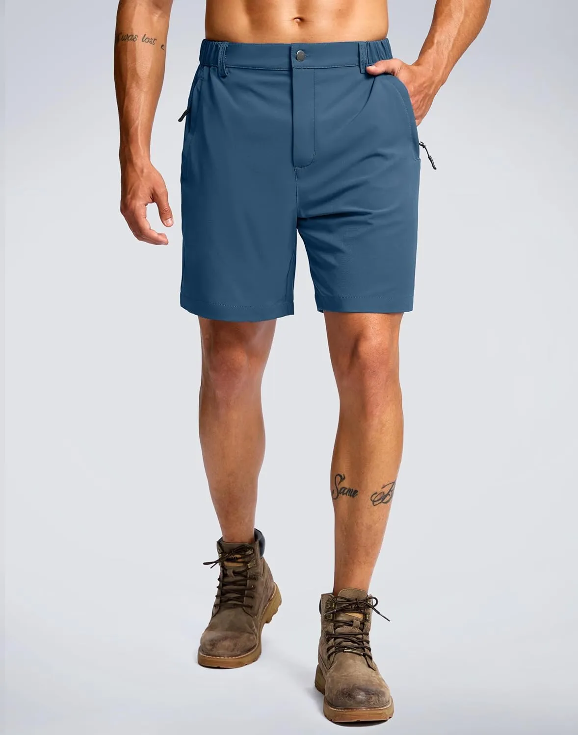G Gradual Men's Hiking Shorts 7" Lightewight Casual Shorts for Men Quick Dry Stretch Golf Shorts with 3 Zipper Pockets Summer